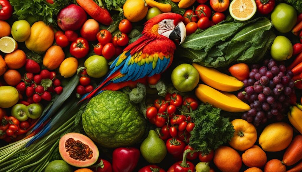 fruit en groenten voor papegaaien