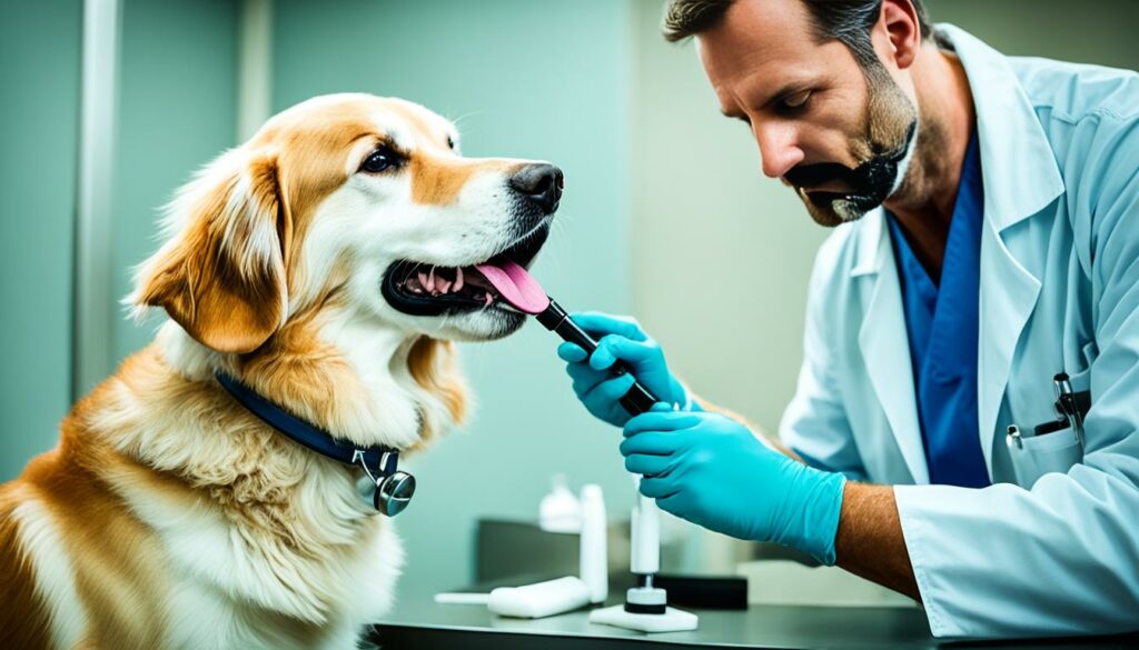 Dierenarts onderzoekt hond op allergieën