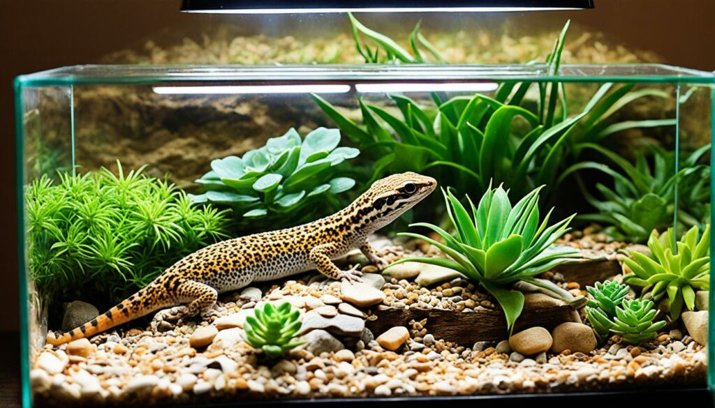 Natuurlijk habitat terrarium met planten voor gekko