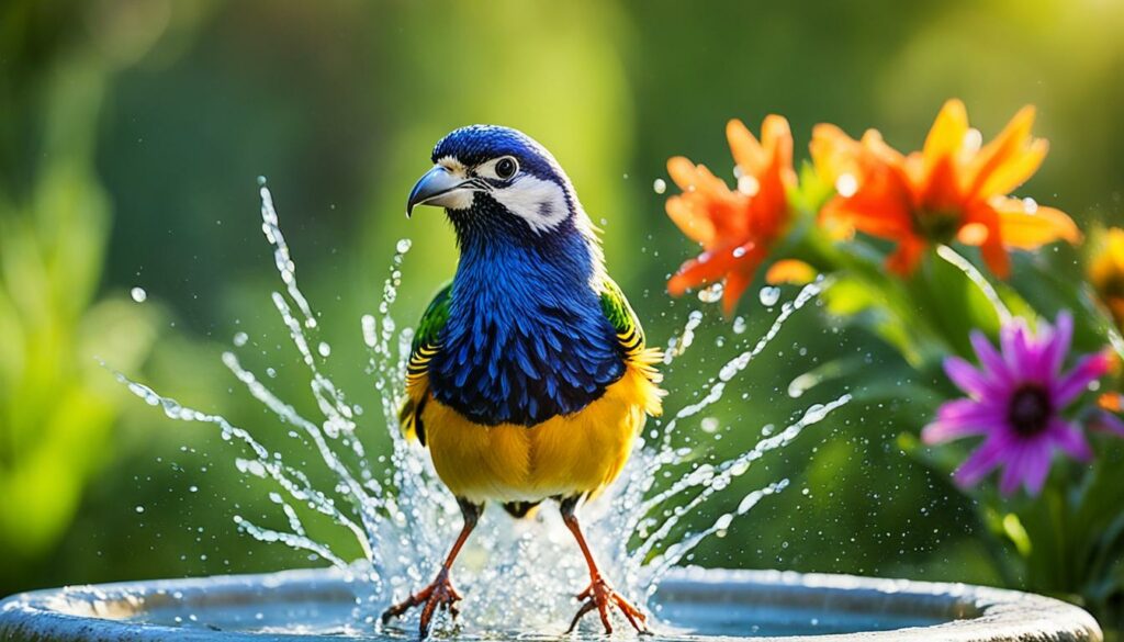 Vogel genietend van een waterbad